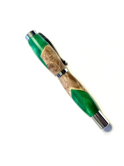 Plume en bois et acrylique vert – Image 2